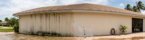 Before and after exterior wall cleaning results